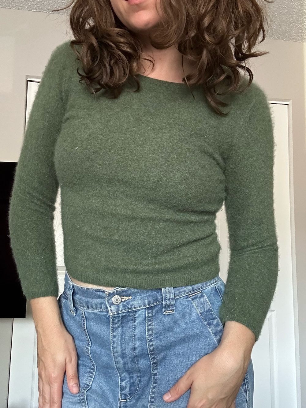 Green Fuzzy Cashmere Sweater
